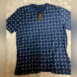 Michael Kors Navy Short Sleeve Logo Script Short Sleeve Shirt Mens sz Large